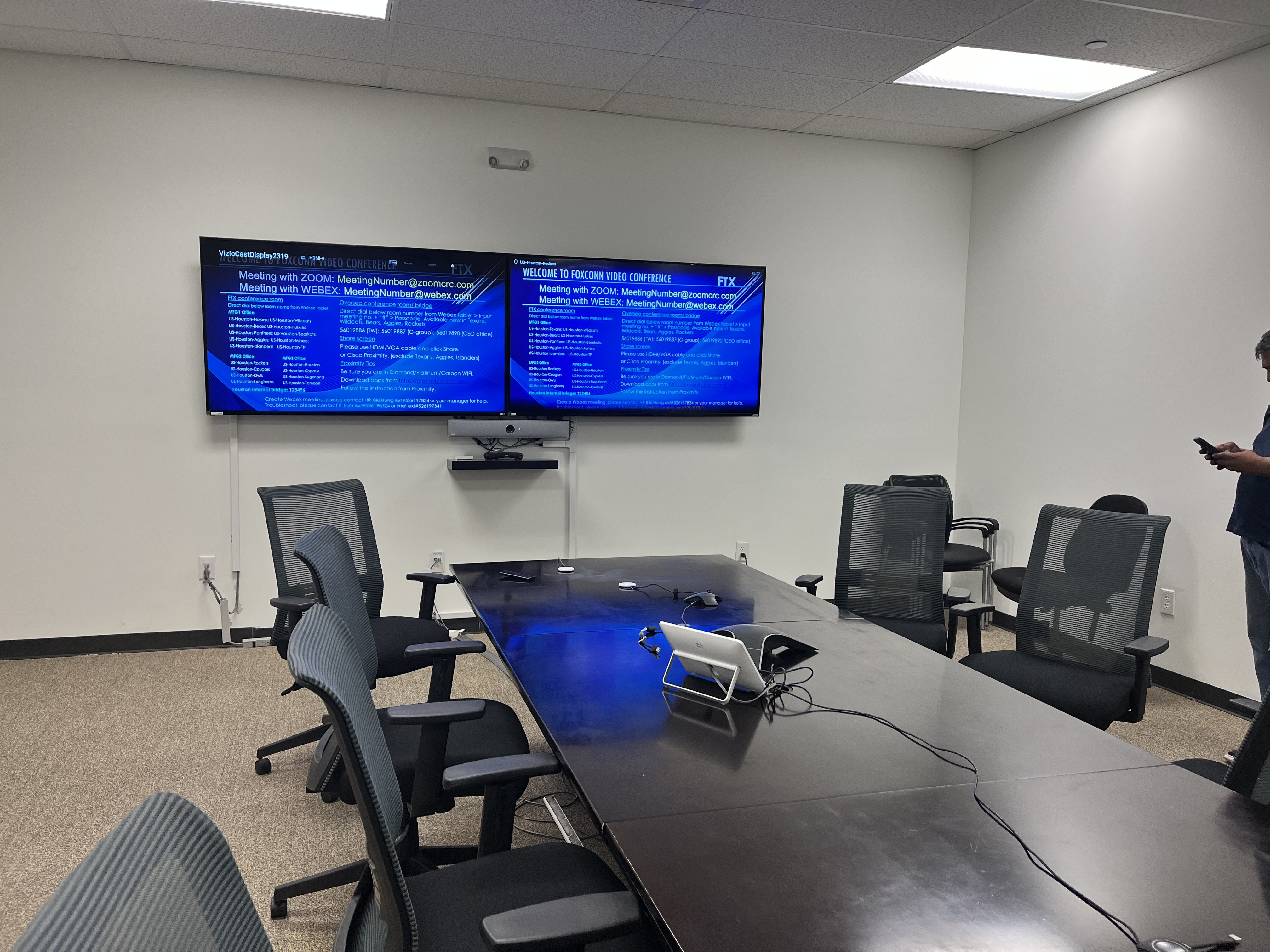 Conference room dual TVs